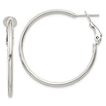 Sterling Silver Polished 2x35mm Omega Back Round Hoop Earrings