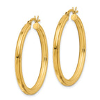 Sterling Silver Gold Flash Plated 3x35mm Grooved Hoop Earrings