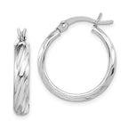 Sterling Silver Rhodium-plated Textured 20mm Hoop Earrings