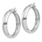 Sterling Silver Rhodium-plated 6x30mm Polished Hoop Earrings