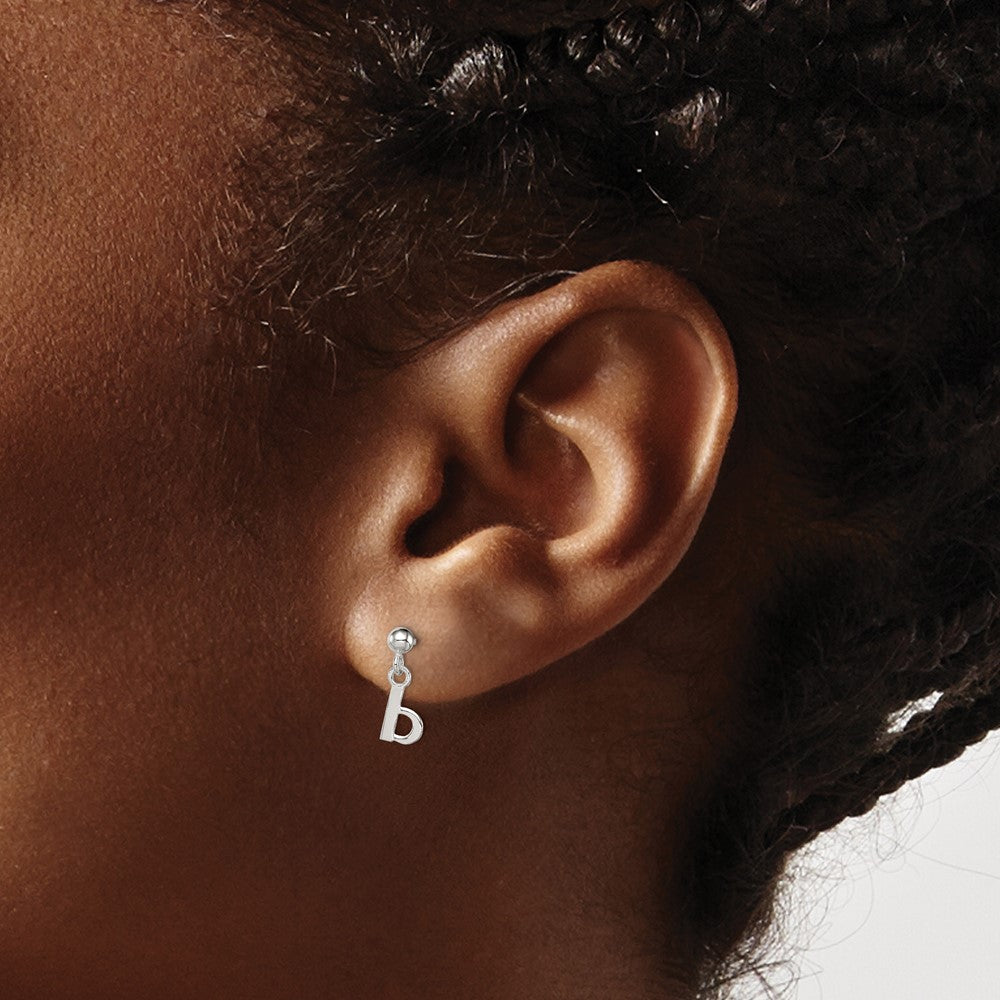 Sterling Silver Polished B Dangle Post Earrings