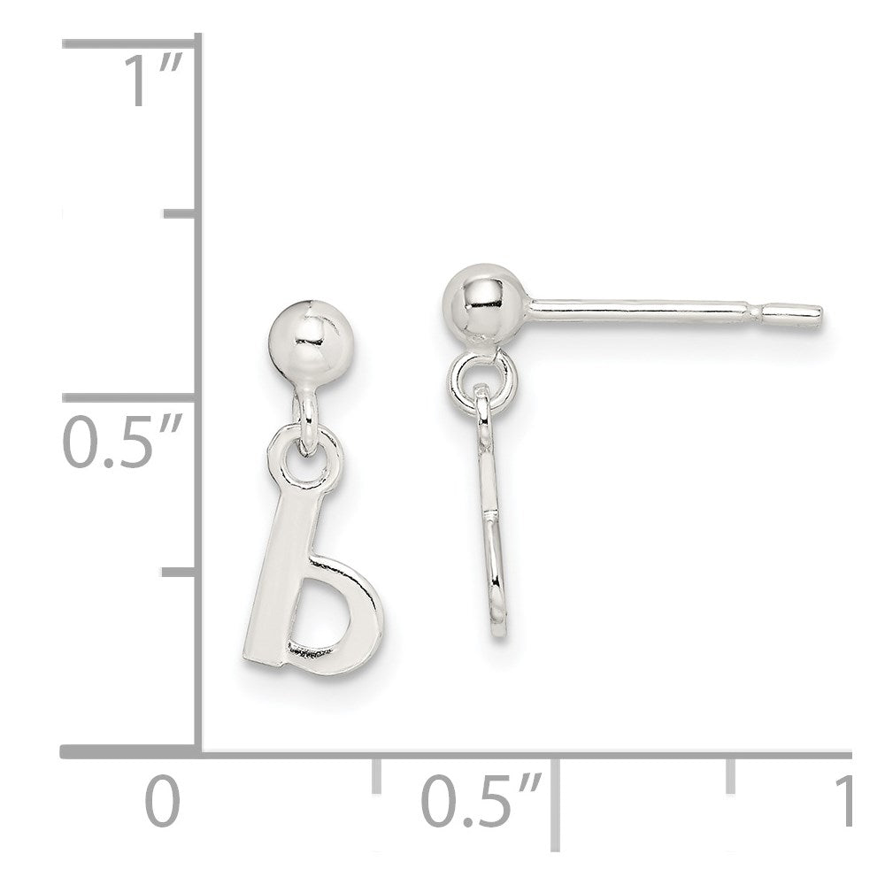 Sterling Silver Polished B Dangle Post Earrings