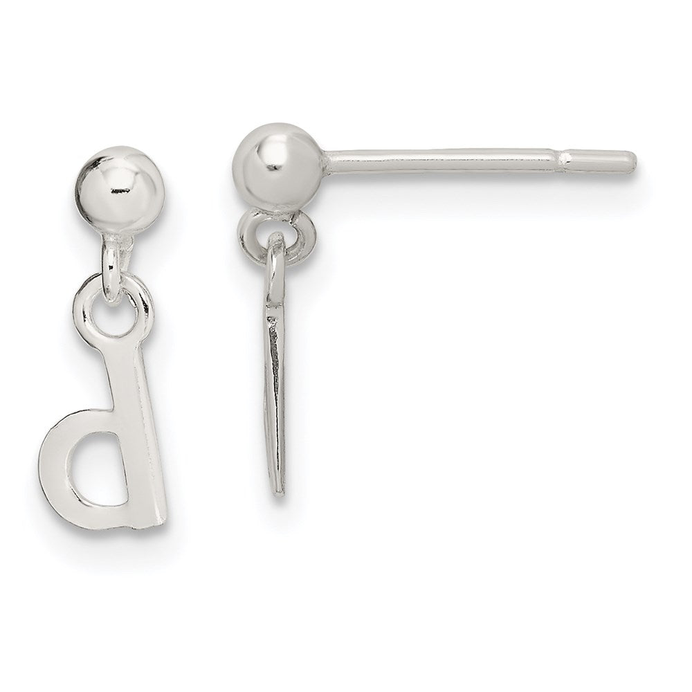Sterling Silver Polished D Dangle Post Earrings