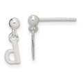 Sterling Silver Polished D Dangle Post Earrings