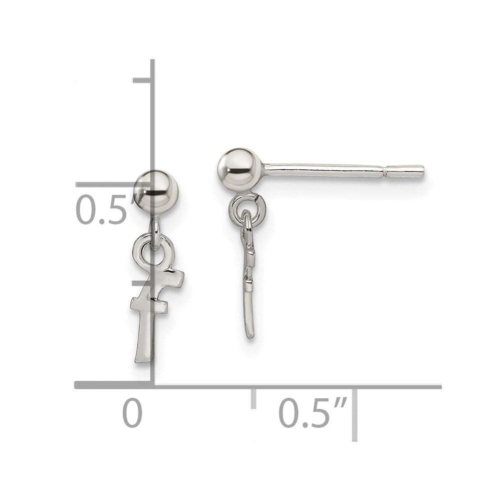Sterling Silver Polished F Dangle Post Earrings