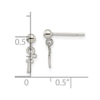 Sterling Silver Polished F Dangle Post Earrings