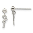 Sterling Silver Polished F Dangle Post Earrings