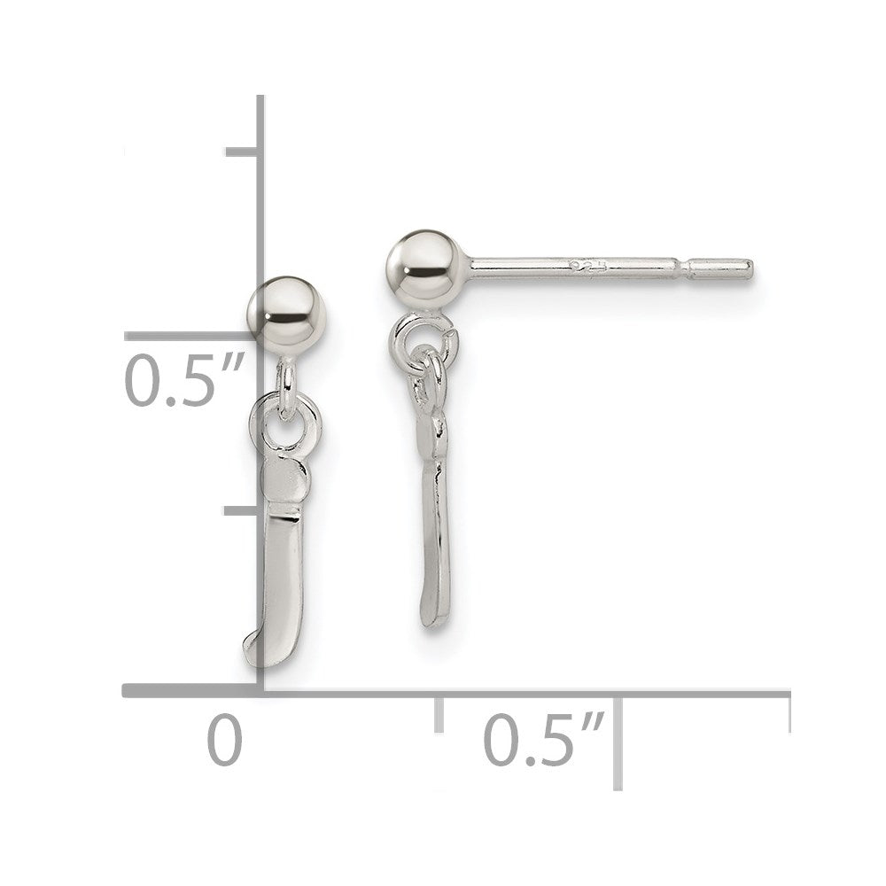 Sterling Silver Polished J Dangle Post Earrings