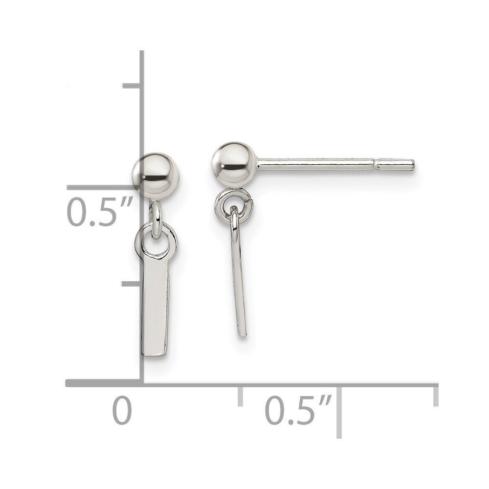 Sterling Silver Polished L Dangle Post Earrings