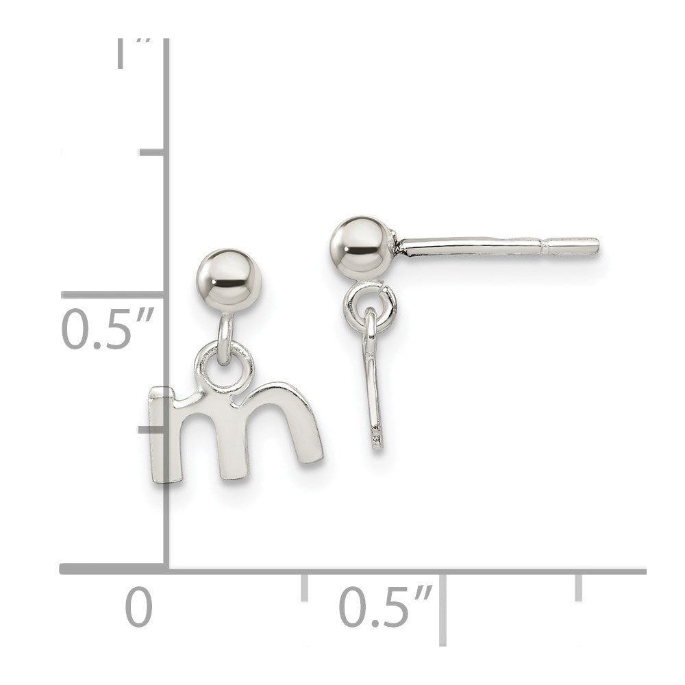 Sterling Silver Polished M Dangle Post Earrings
