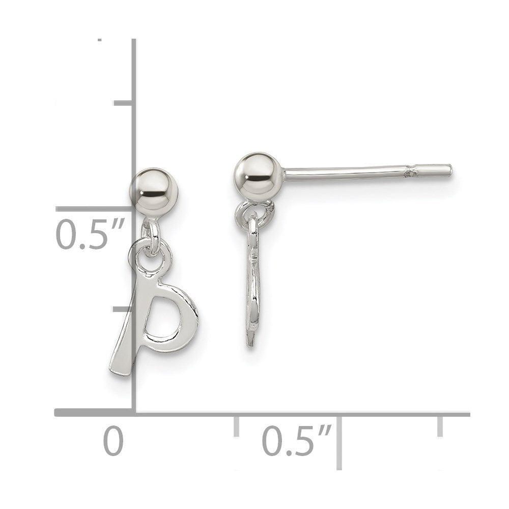 Sterling Silver Polished P Dangle Post Earrings