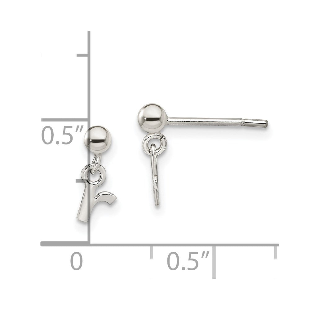 Sterling Silver Polished R Dangle Post Earrings
