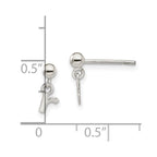 Sterling Silver Polished R Dangle Post Earrings
