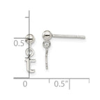 Sterling Silver Polished T Dangle Post Earrings