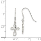 Sterling Silver Rhodium-plated Polished Cross Dangle Earrings