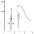Sterling Silver Polished Latin Cross Dangle Earrings