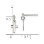 Sterling Silver Polished Latin Cross Post Dangle Earrings