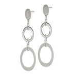Sterling Silver Polished & Textured Circle & Oval Links Post Dangle Earring