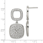 Sterling Silver CZ 2-Squares Post Dangle Earrings