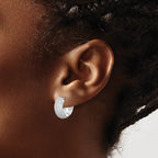 Sterling Silver Rhodium-plated CZ Hinged Hoop Earrings
