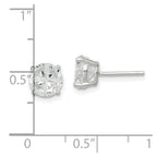 Sterling Silver 7mm Round Basket Set Cross-cut CZ Stud Earrings