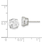 Sterling Silver 8mm Round Basket Set Cross-cut CZ Stud Earrings