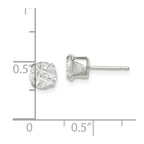 Sterling Silver 6mm Round Snap Set Laser-cut CZ Stud Earrings