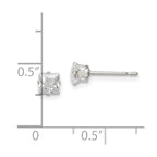 Sterling Silver 4mm Square Snap Set CZ Stud Earrings