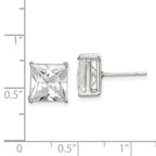 Sterling Silver 9mm Square CZ Basket Set Stud Earrings