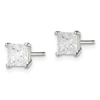 Sterling Silver 5mm Square Cross-cut CZ Basket Set Stud Earrings