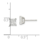 Sterling Silver 5mm Square Laser-cut CZ Basket Set Stud Earrings