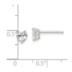 Sterling Silver Polished 5mm Heart 3 Prong Basket Set CZ Stud Earrings