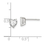 Sterling Silver Polished 6mm Heart 3 Prong Basket Set CZ Stud Earrings
