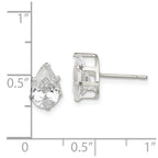 Sterling Silver Polished 9x6mm Pear Snap Set CZ Stud Earrings