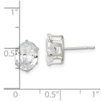Sterling Silver Polished 9x7mm Oval Snap Set CZ Stud Earrings