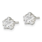 Sterling Silver Polished 6mm Star Basket Set CZ Stud Earrings