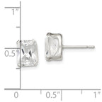 Sterling Silver Polished Emerald-cut 8x6mm Basket Set CZ Stud Earrings