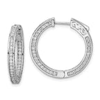 Sterling Shimmer Sterling Silver Rhodium-plated 200 Stone 1.3mm CZ In and Out Round Hinged Hoop Earrings