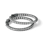 Sterling Shimmer Sterling Silver Rhodium-plated 68 Stone 2.25mm CZ In and Out Round Hinged Hoop Earrings