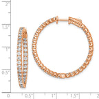 Sterling Shimmer Sterling Silver Rose-tone Flash Rose Gold-plated 68 Stone 2.25mm CZ In and Out Round Hinged Hoop Earrings