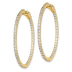 Sterling Shimmer Sterling Silver Gold-tone Flash Gold-plated 100 Stone 2mm CZ In and Out Round Hinged Hoop Earrings