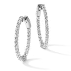 Sterling Shimmer Black Rhodium-plated 46 Stone 2.25mm CZ In and Out Oval Hinged Hoop Earrings