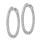 Sterling Shimmer Sterling Silver Rhodium-plated 66 Stone 2.3mm CZ In and Out Oval Hinged Hoop Earrings