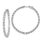 Sterling Shimmer Sterling Silver Rhodium-plated 54 Stone 3.5mm CZ In and Out Round Hinged Hoop Earrings