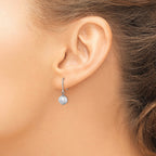 Sterling Silver Rhodium-plated 7-8mm Grey Semi-Round Freshwater Cultured Pearl Dangle Earrings