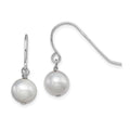 Sterling Silver Rhodium-plated 7-8mm Grey Semi-Round Freshwater Cultured Pearl Dangle Earrings