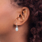 Sterling Silver Rhodium-plated Grey 8-9mm Rice Freshwater Cultured Pearl Dangle Earrings