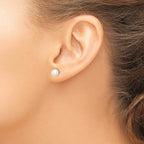 Sterling Silver Rhodium-plated 6-7mm White Button Freshwater Cultured Pearl Post Earrings