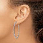 Sterling Shimmer Sterling Silver Rhodium-plated 140 Stone 1.5mm CZ In and Out Round Hinged Hoop Earrings