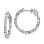 Sterling Shimmer Sterling Silver Rhodium-plated 50 Stone 1.7mm CZ In and Out Round Hinged Hoop Earrings
